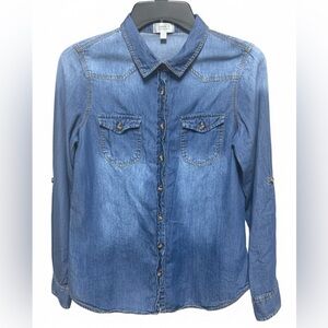 Noble U Los Angeles Chambray Denim Button Down Shirt Small Western Boho